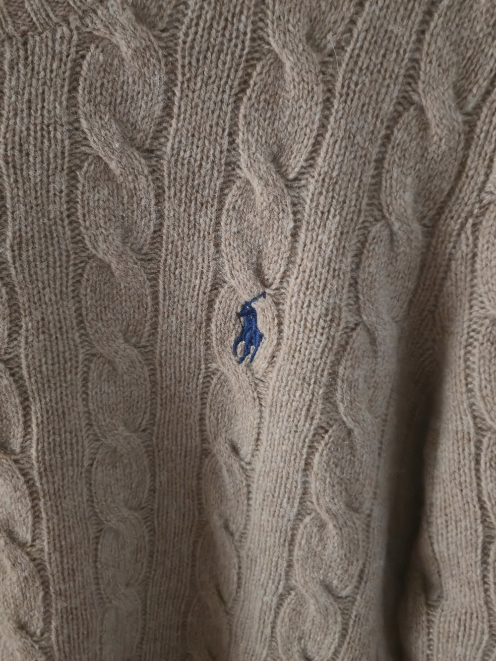 Polo Ralph Lauren Women Cable Knit Wool Cashmere Crewneck Sweater Camel - Picture 6 of 9